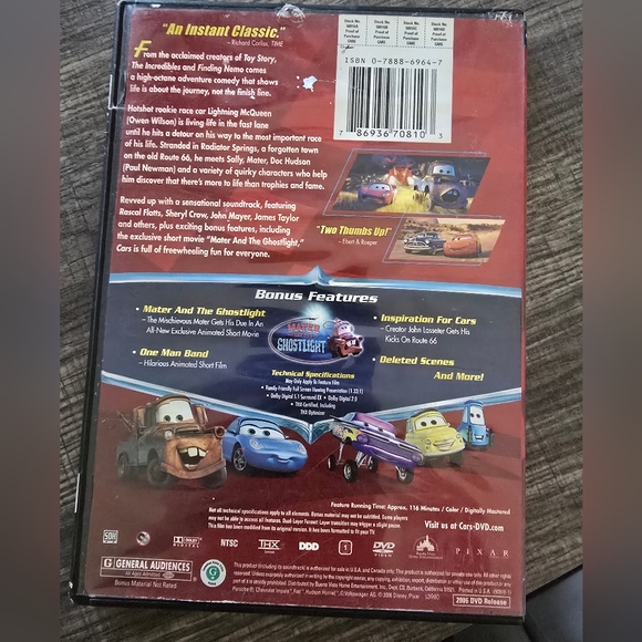 Disney PIXAR Full Screen Cars Movie DVD - Picture 2 of 5